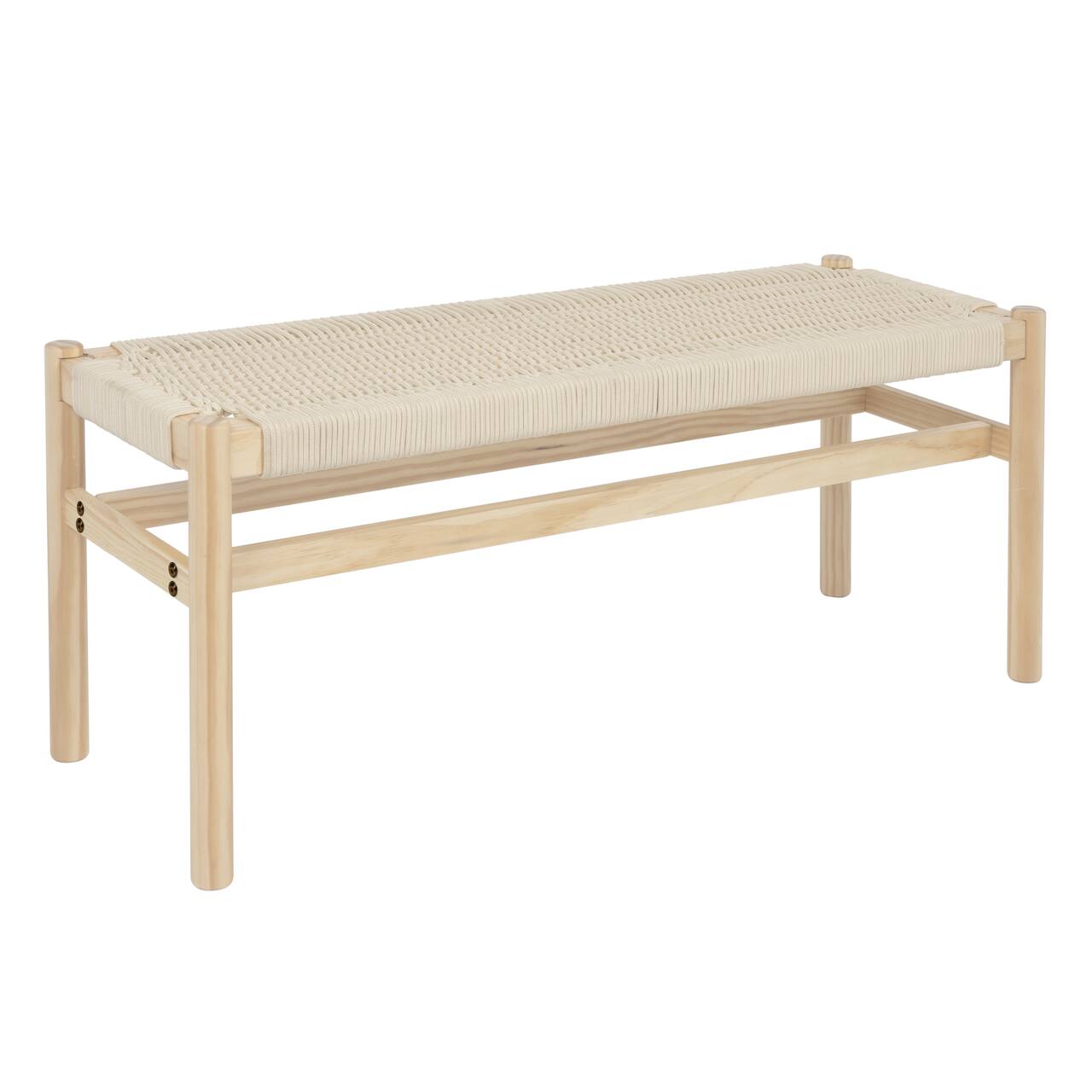 Hello Honey® Fernway 18" Solid Wood and Woven Rope Entryway Bench
